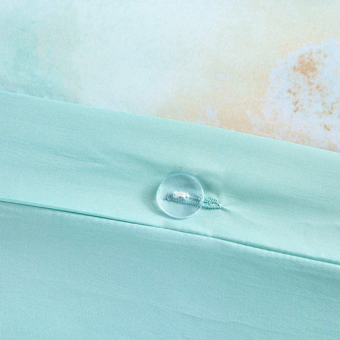 Cassiopeia - Watercolor Tie Dye Printed Duvet Cover Set With Throw Pillow - Aqua - Simple Home Plus