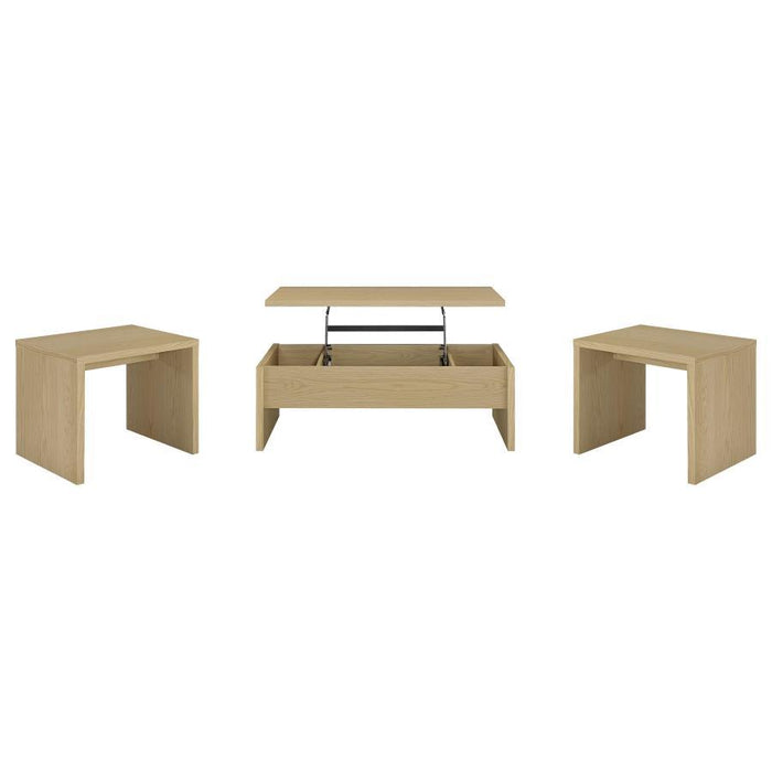 Canoga - Lift Top Cocktail Coffee Table Set - Light Oak - Simple Home Plus