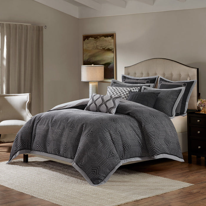 Shades Of Serenity - King Jacquard Comforter Set - Black