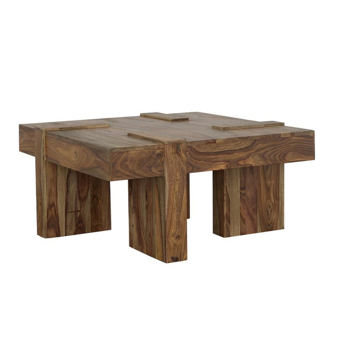 Samira - Square Solid Wood Coffee Table - Natural Sheesham - Simple Home Plus