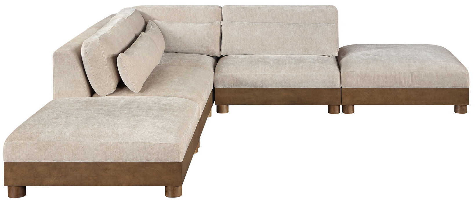 Turin - Chenille Fabric Upholstered Modular Sectional - Taupe - Simple Home Plus