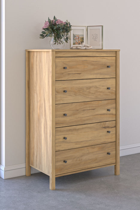 Bermacy - Light Brown - Five Drawer Chest - Simple Home Plus