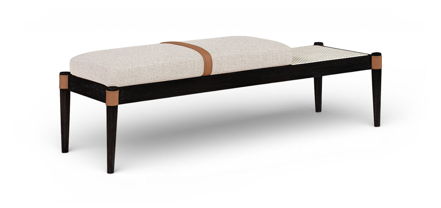 Nara - Linen Textured Fabric Upholstered Bench - Painted Black - Simple Home Plus