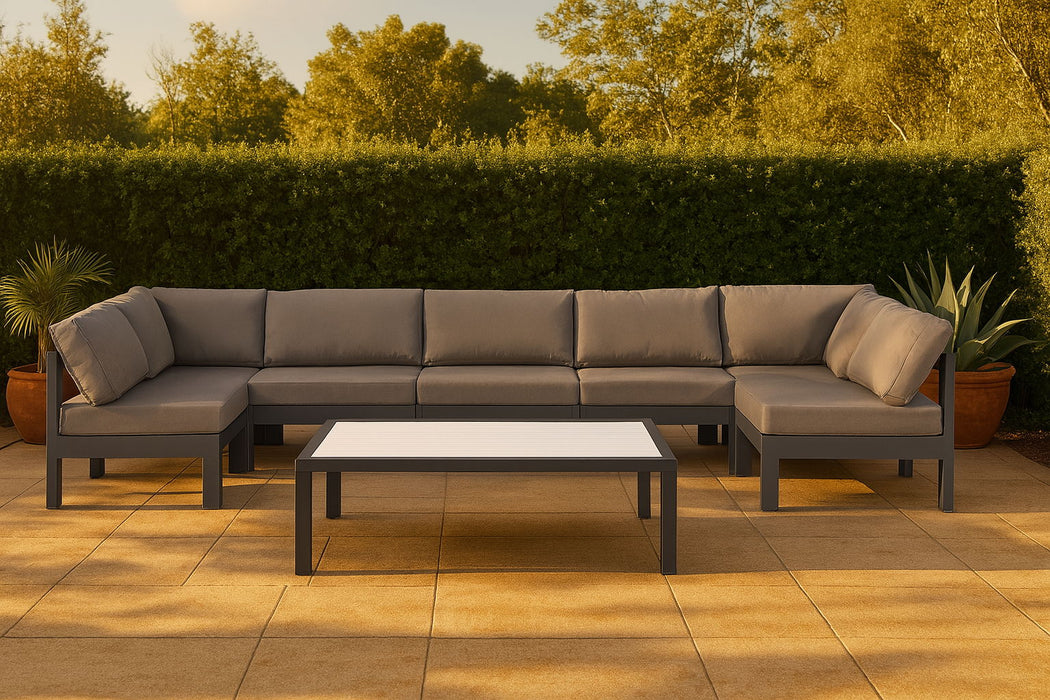 Nizuc - Outdoor Patio 7 Piece Modular Sectional With Gray Frame - Simple Home Plus