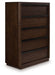 Dilenno - Dark Brown - Five Drawer Chest - Simple Home Plus