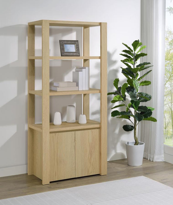 Laurelton - 3-Shelf Media Tower Tall Pier Cabinet - Light Oak - Simple Home Plus