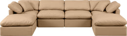 Indulge - Faux Leather 6 Piece Modular Double Chaise Sectional - Tan - Simple Home Plus