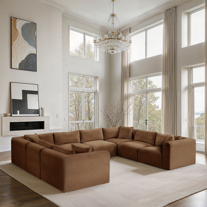 Shaggy - Fabric 8 Piece Modular U-Shaped Sectional - Simple Home Plus