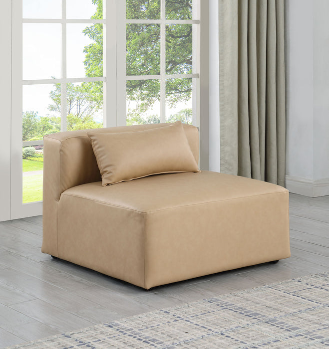 Cube - Armless Chair - Tan - Simple Home Plus