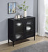 Jess - 2-Door Arched Fluted Glass Accent Cabinet - Black - Simple Home Plus