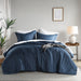 Camden - Twin/Twin Long Chambray Print Solid Comforter Set - Navy - Simple Home Plus
