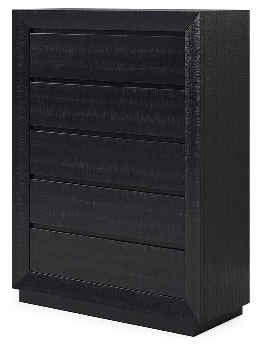 Londer - Black - Five Drawer Chest - Simple Home Plus