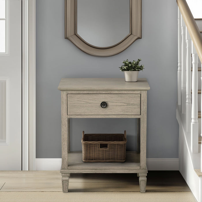 Victoria - One-Drawer Bedside Table With Shelf - Reclaimed Gray - Simple Home Plus
