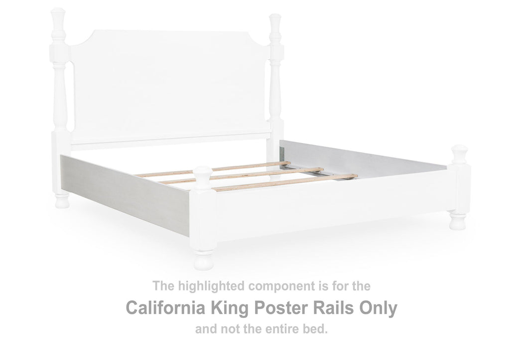 Rowlenstown - California King Poster Rails - Antique White - Simple Home Plus