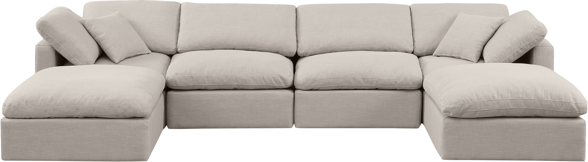 Indulge - Linen 6 Piece Modular Double Chaise Sectional - Simple Home Plus