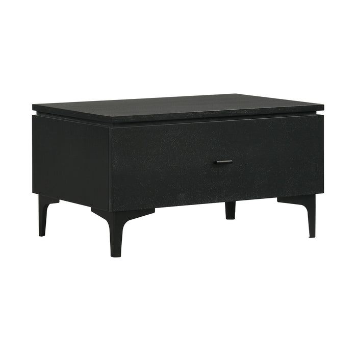 Legend - 1 Drawer Nightstand With Metal Legs - Black Glaze Ash - Simple Home Plus