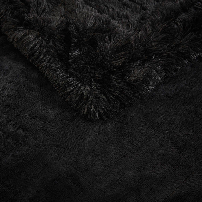 Malea - Shaggy Heated Throw - Black - Simple Home Plus