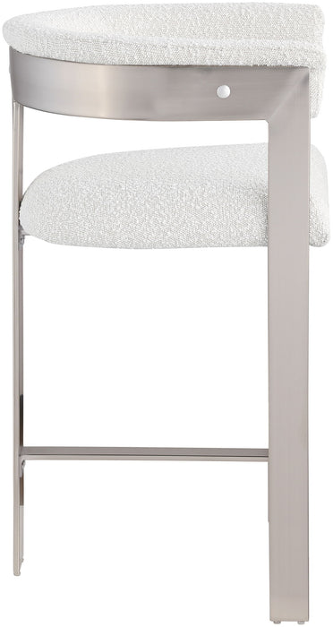 Romeo - Boucle Counter Stool With Silver Base (Set of 2) - Simple Home Plus