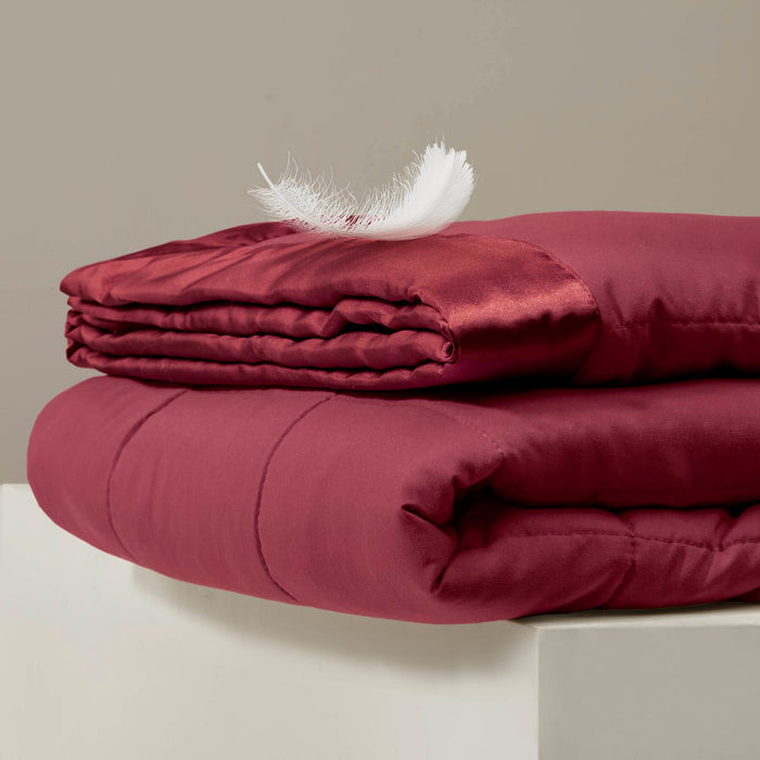 Windom - Lightweight Down Alternative Blanket With Satin Trim - Red - Simple Home Plus