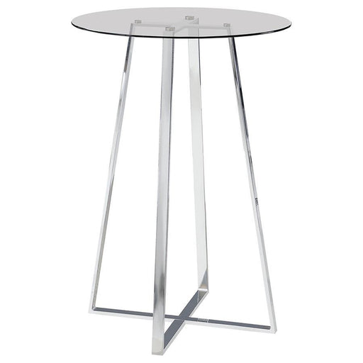 Zanella - Round Glass Top Bistro Bar Table - Chrome - Simple Home Plus