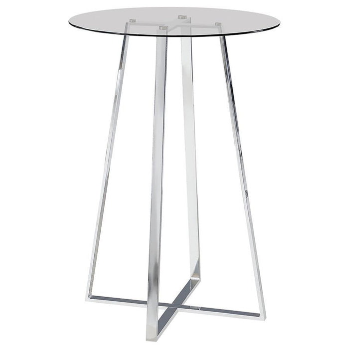 Zanella - Round Glass Top Bistro Bar Table - Chrome - Simple Home Plus