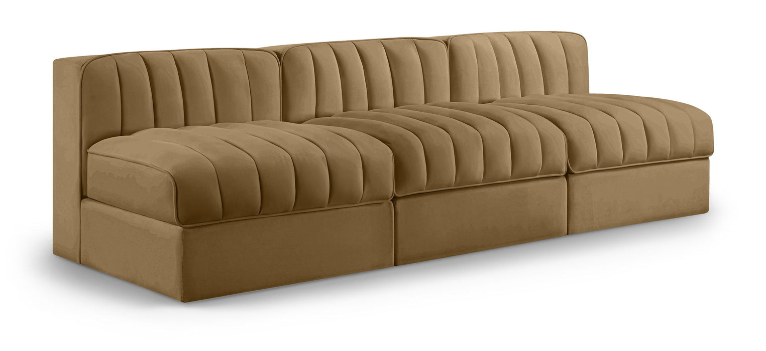 Rummi - Velvet Performance Fabric Upholstered 3 Piece Modular Armless Sofa - Simple Home Plus