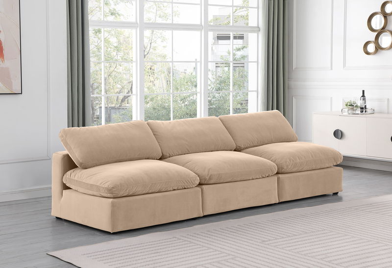 Comfy - Velvet Modular Armless Sofa 3 Seats