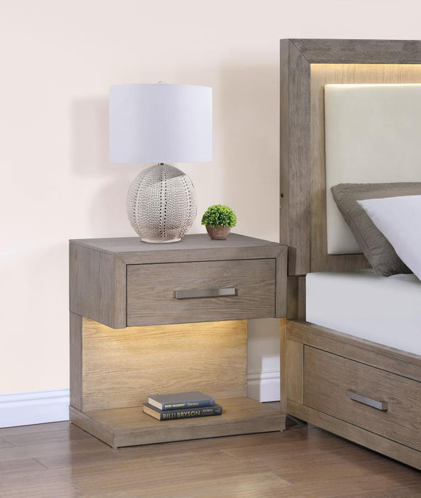 Kenora - 1-Drawer Nightstand Bedside Table - Barley Brown - Simple Home Plus