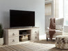 Willowton - Whitewash - 2 Pc. - TV Stand with Faux Firebrick Fireplace Insert - Simple Home Plus