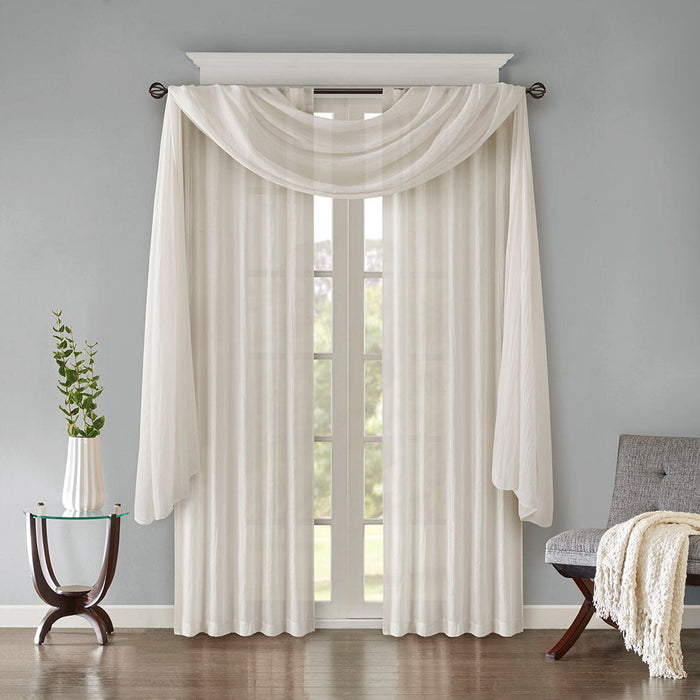 Harper - 144" Solid Crushed Scarf Sheer - White - Simple Home Plus