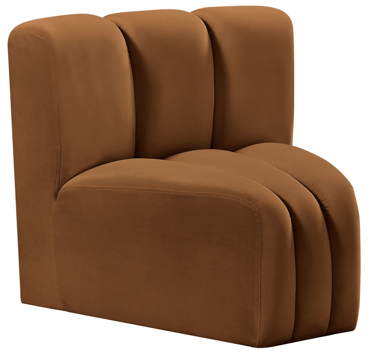 Arc - Velvet Curved Corner Chair - Saddle - Simple Home Plus