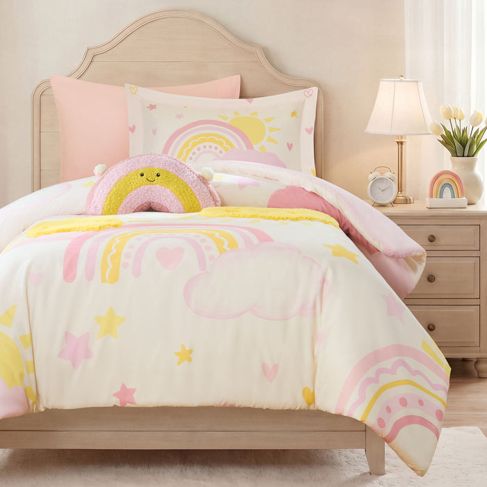 Sunshine - Twin Comforter Set - Pink / Yellow