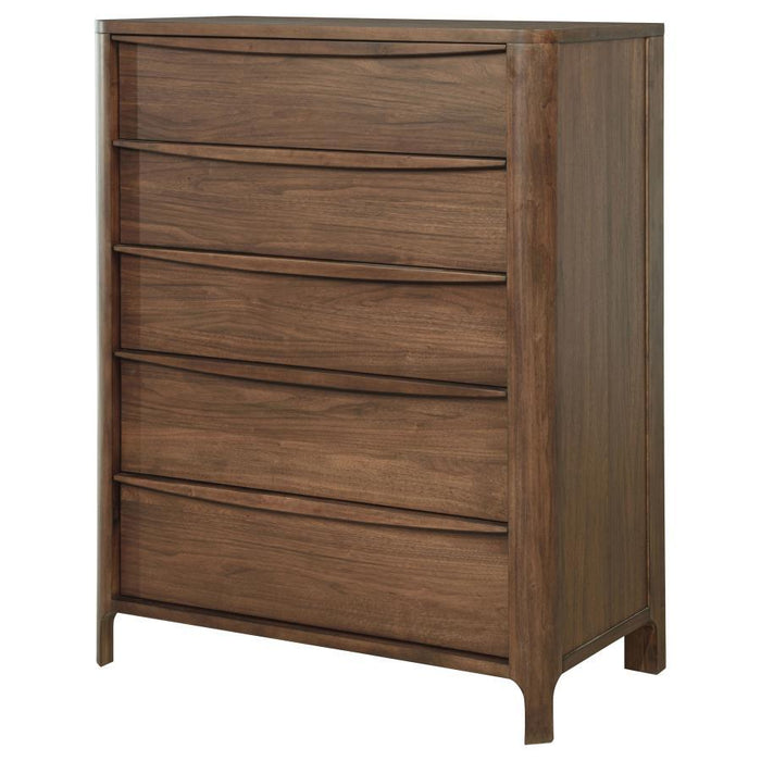 Maderia - 5-Drawer Chest Of Drawers - Walnut - Simple Home Plus