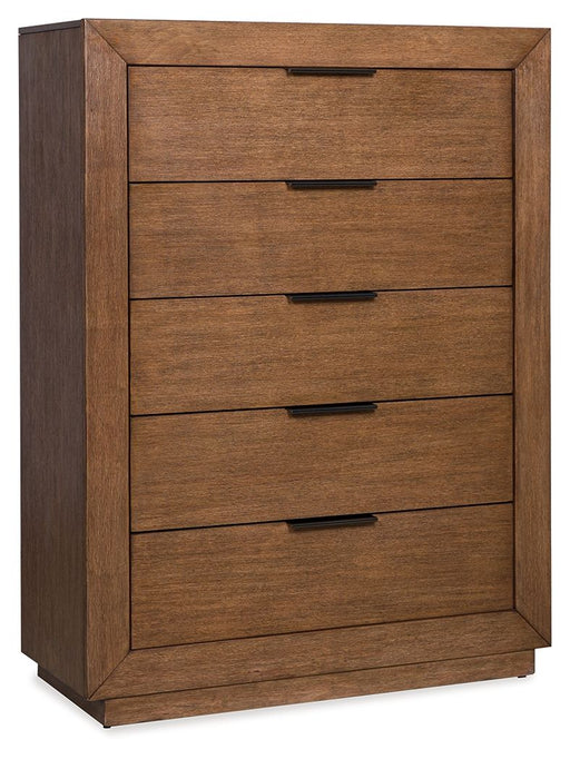 Hennington - Five Drawer Chest - Medium Brown - Simple Home Plus
