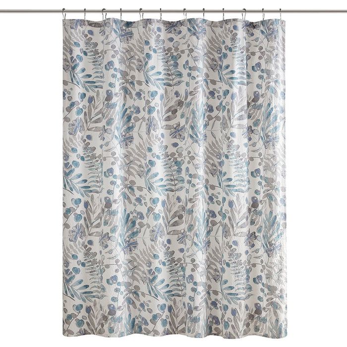 Bonnie - Printed Seersucker Shower Curtain - Blue - Simple Home Plus