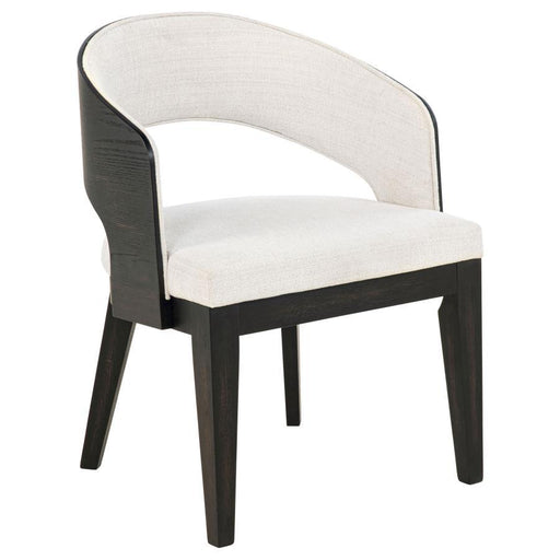 Leandro - Upholstered Dining Arm Chair (Set of 2) - Burnished Black / Cream - Simple Home Plus