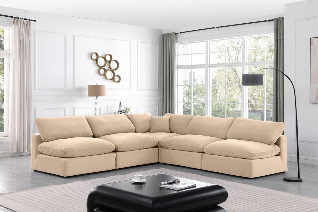Comfy - 5 Piece Velvet Modular Corner Armless Sectional - Simple Home Plus
