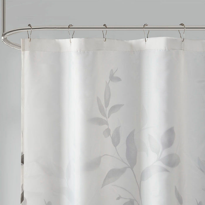 Cecily - 72" Burnout Printed Shower Curtain - Gray - Simple Home Plus