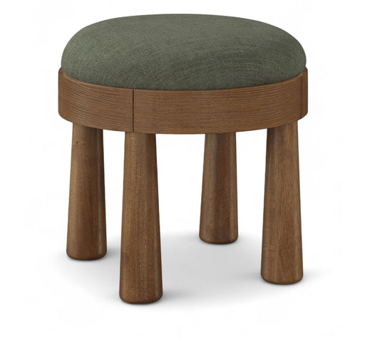 Larea - Linen Textured Fabric Upholstered Ottoman - Walnut Base - Simple Home Plus