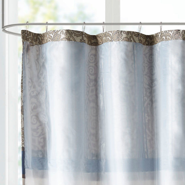 Donovan - Embroidered Shower Curtain - Navy - Simple Home Plus