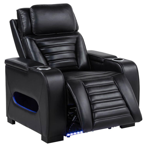 Zuma - Faux Leather Upholstered Dual Power LED Recliner - Black - Simple Home Plus