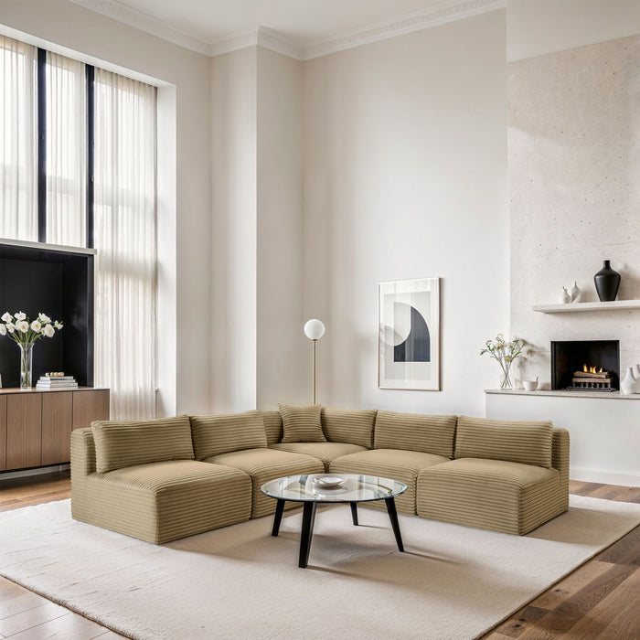 Shaggy - 5 Piece Modular Corner Armless Sectional - Simple Home Plus