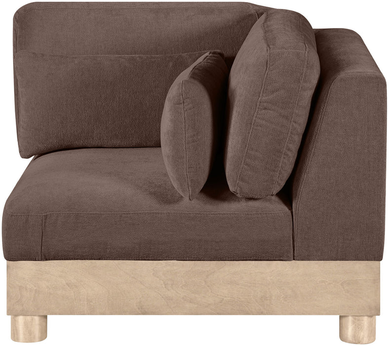 Turin - Chenille Fabric Upholstered Modular Corner Chair - Natural Base - Simple Home Plus
