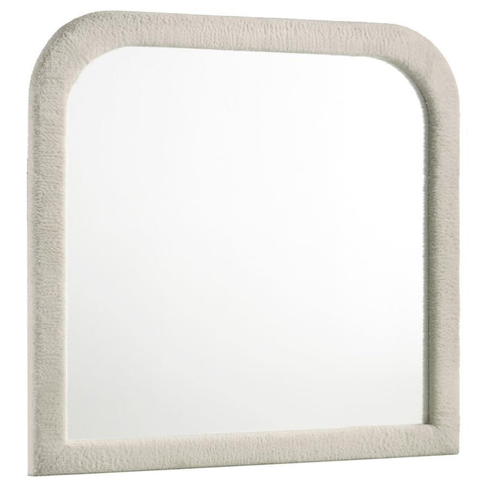 Sonya - Upholstered Bedroom Dresser Mirror - Ivory - Simple Home Plus