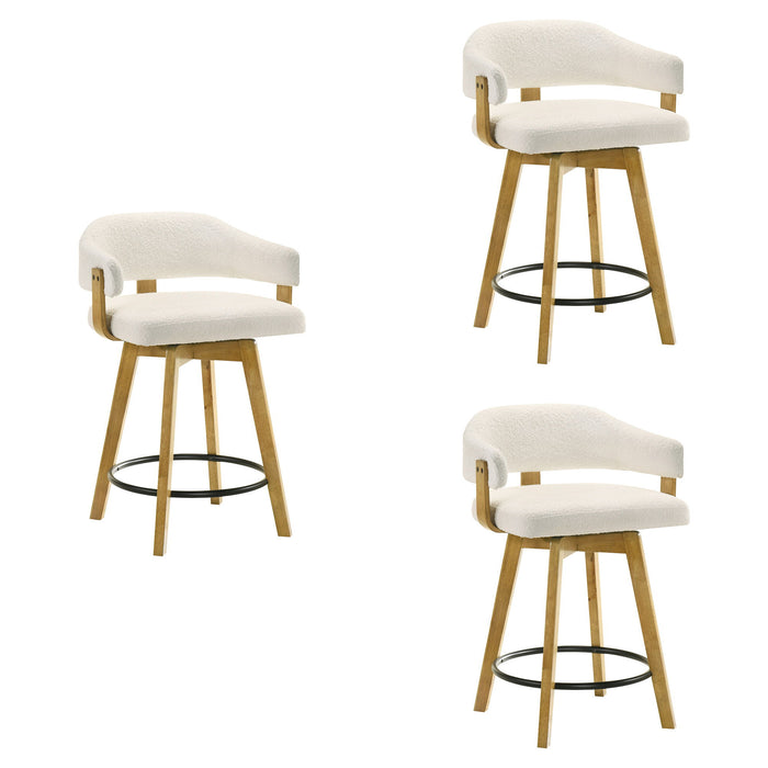 Callah - Contemporary Natural Wood Counter Height Kitchen Bar Stool - Simple Home Plus