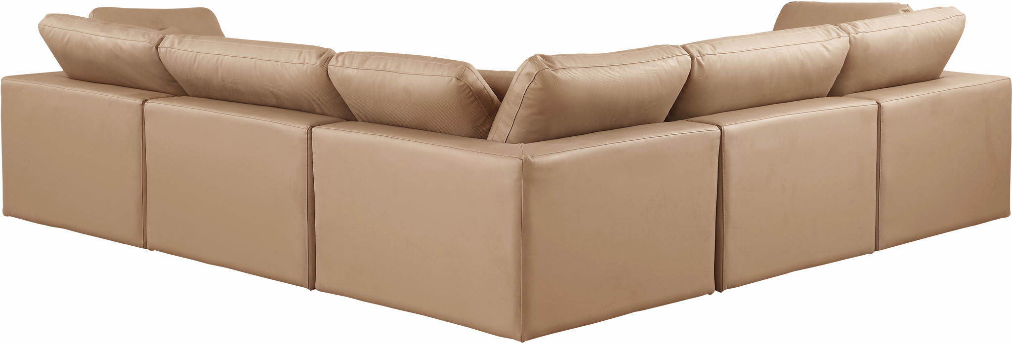 Comfy - 5 Piece Faux Leather Modular Corner Sectional - Tan - Simple Home Plus