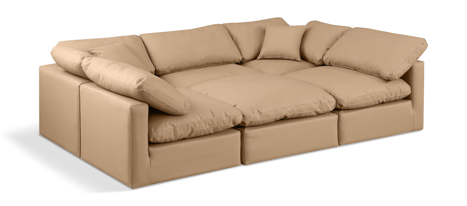 Indulge - Faux Leather 6 Piece Modular Sectional - Tan - Simple Home Plus