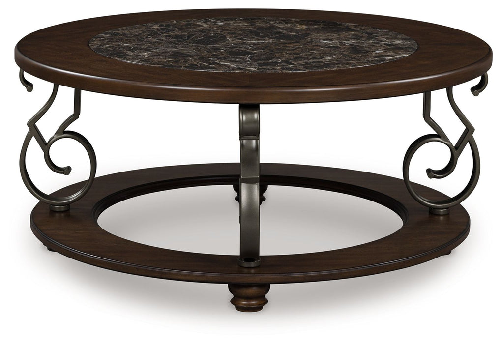 Frallyn - Dark Brown - Round Cocktail Table - Simple Home Plus