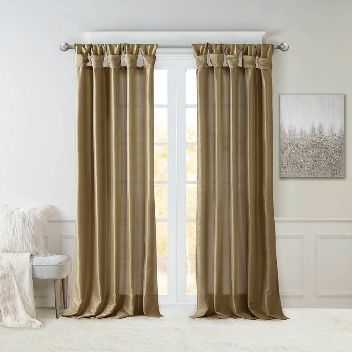 Emilia - 108" Twist Tab Lined Window Curtain - Bronze - Simple Home Plus