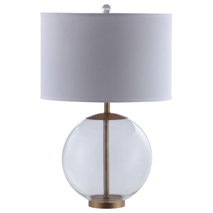 Kenny - Drum Shade Clear Glass Table Lamp - Brass - Simple Home Plus
